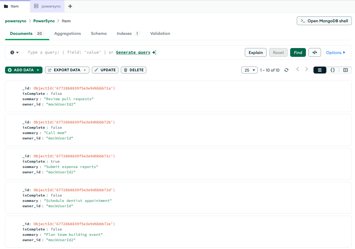 Screenshot of the UI